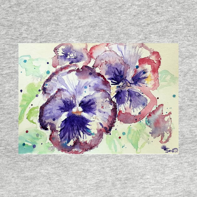 Purple Pansy Flower Watercolor by SarahRajkotwala